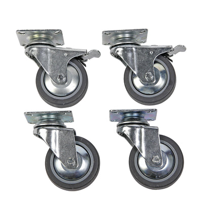 Wheel set, 4 swivel castors, 2 with wheel stops.
