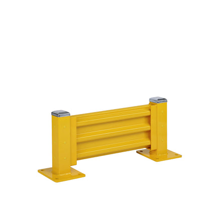 Crash protection wall, height 480 mm, 1 wall section, length 762 mm, standard section incl. 2 posts.
