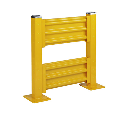 Crash protection wall, height 1090 mm, 2 wall sections, length 762 mm, standard section incl. 2 posts.
