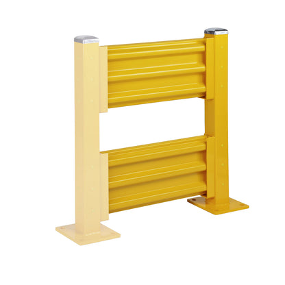 Crash protection wall, height 1090 mm, 2 wall sections, length 762 mm, extension section incl. 1 post.