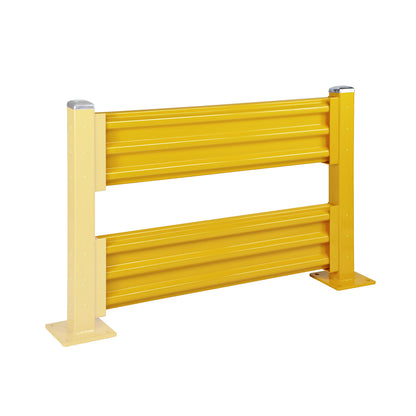 Crash protection wall, height 1090 mm, 2 wall sections, length 1372 mm, extension section incl. 1 post.
