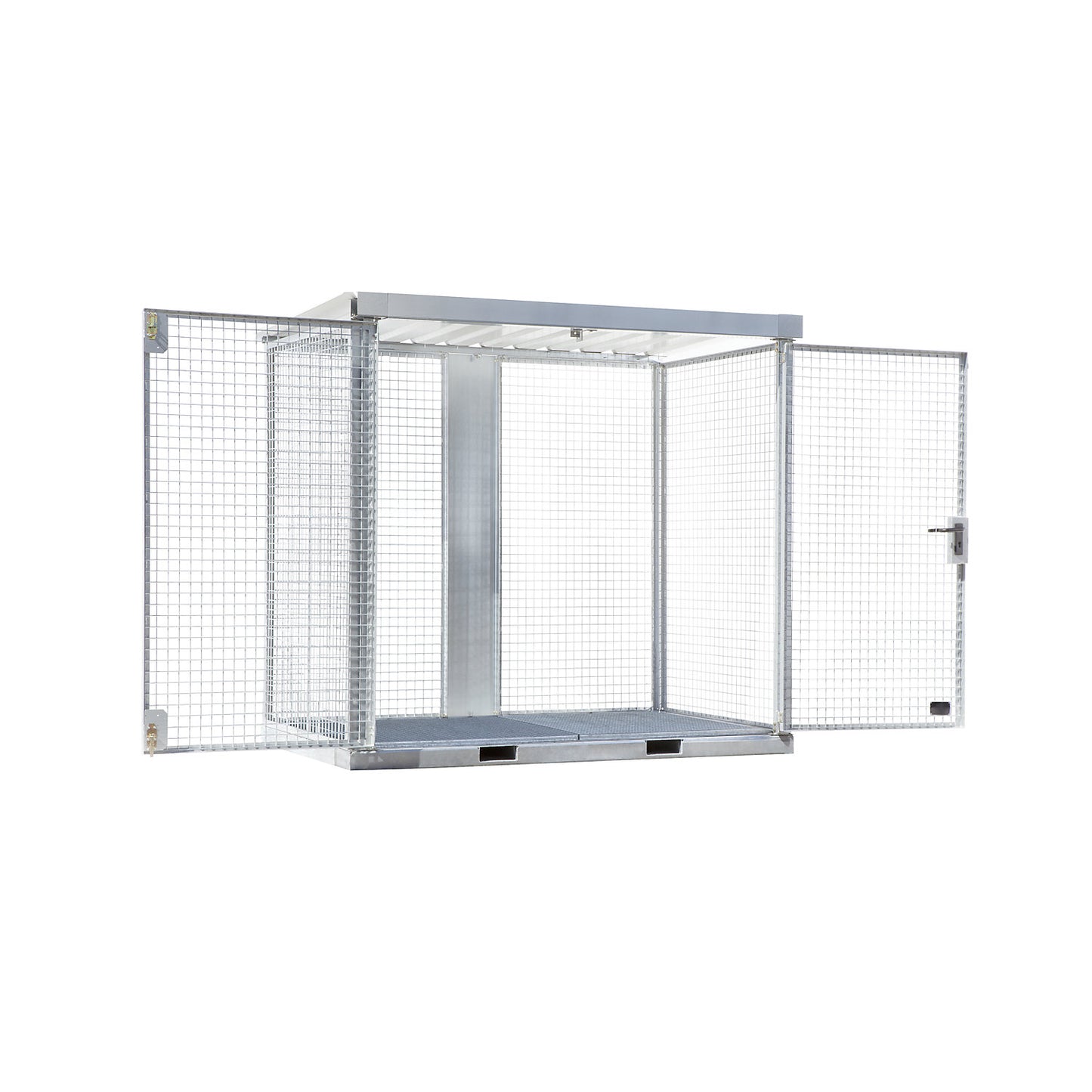 Assembled mesh gas cylinder cage, 60 cylinders with Ø 230 mm, grate floor.