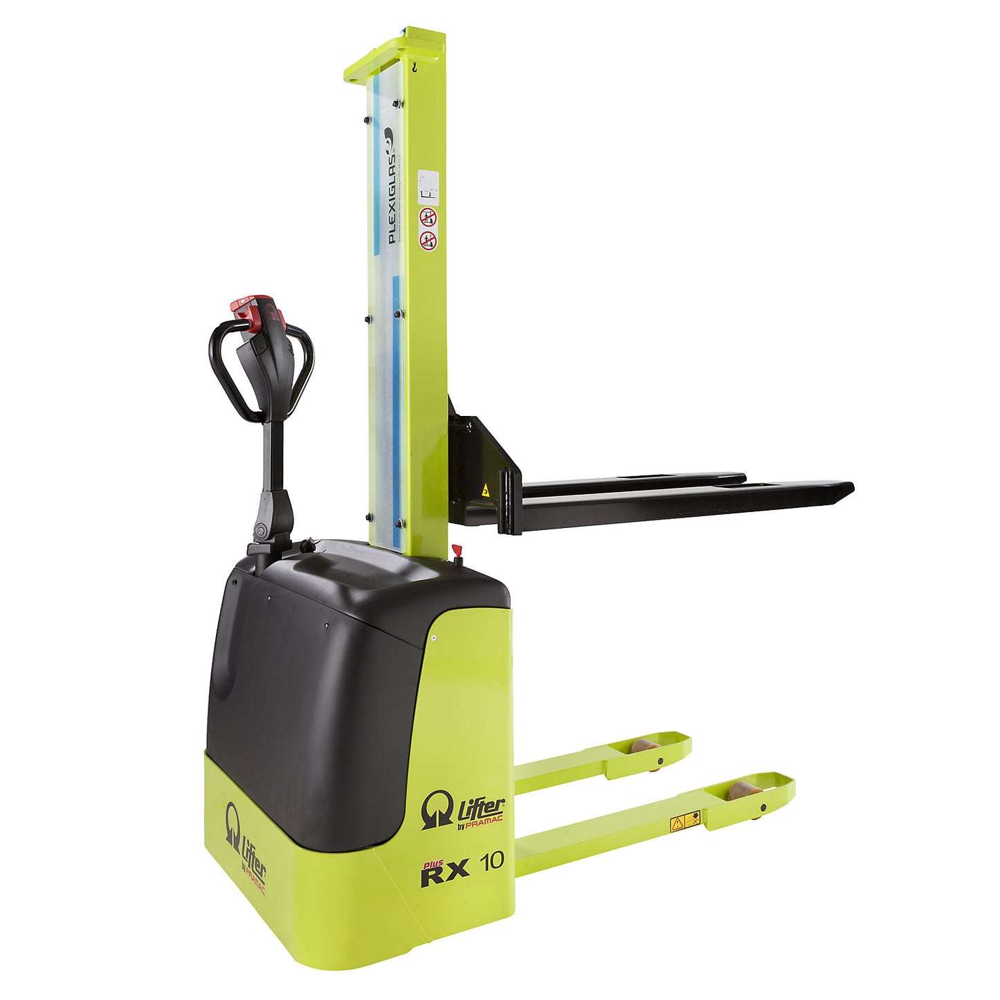 Electric drawbar stacker, max. load 1000 kg, fork dimensions LxW 1153 x 150 mm.