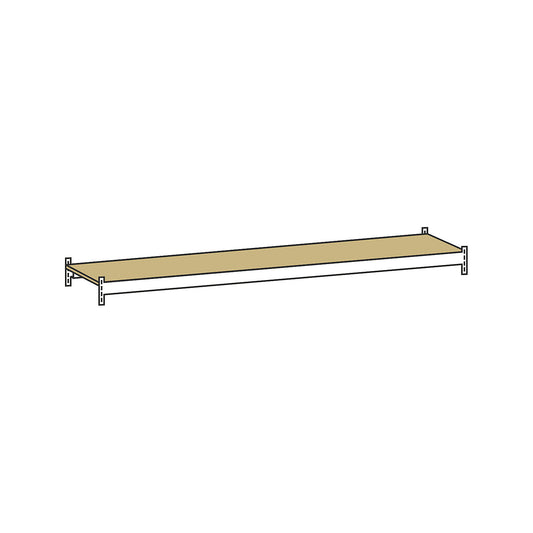 Additional shelf level with moulded chipboard, width 2500 mm, depth 400 mm.