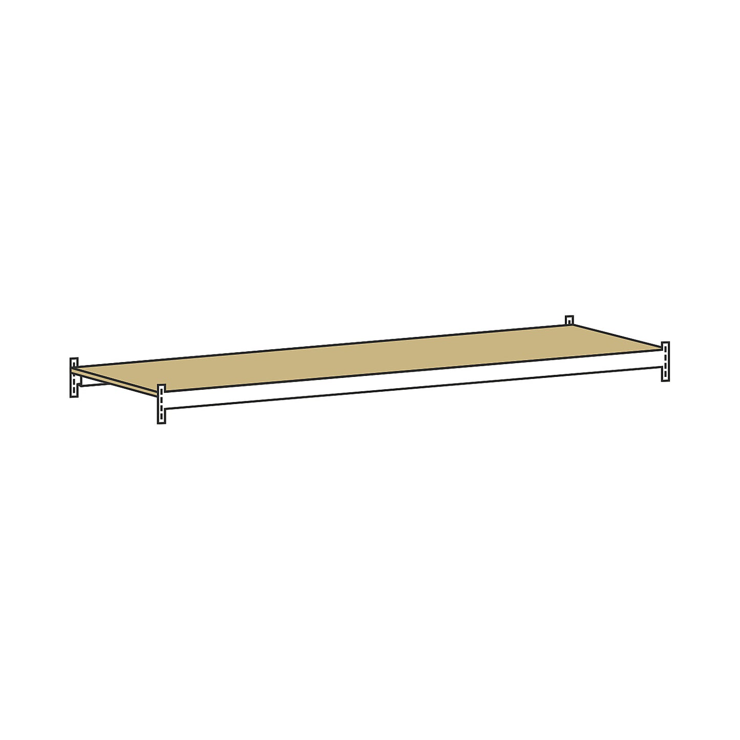 Additional shelf level with moulded chipboard, width 2500 mm, depth 800 mm.