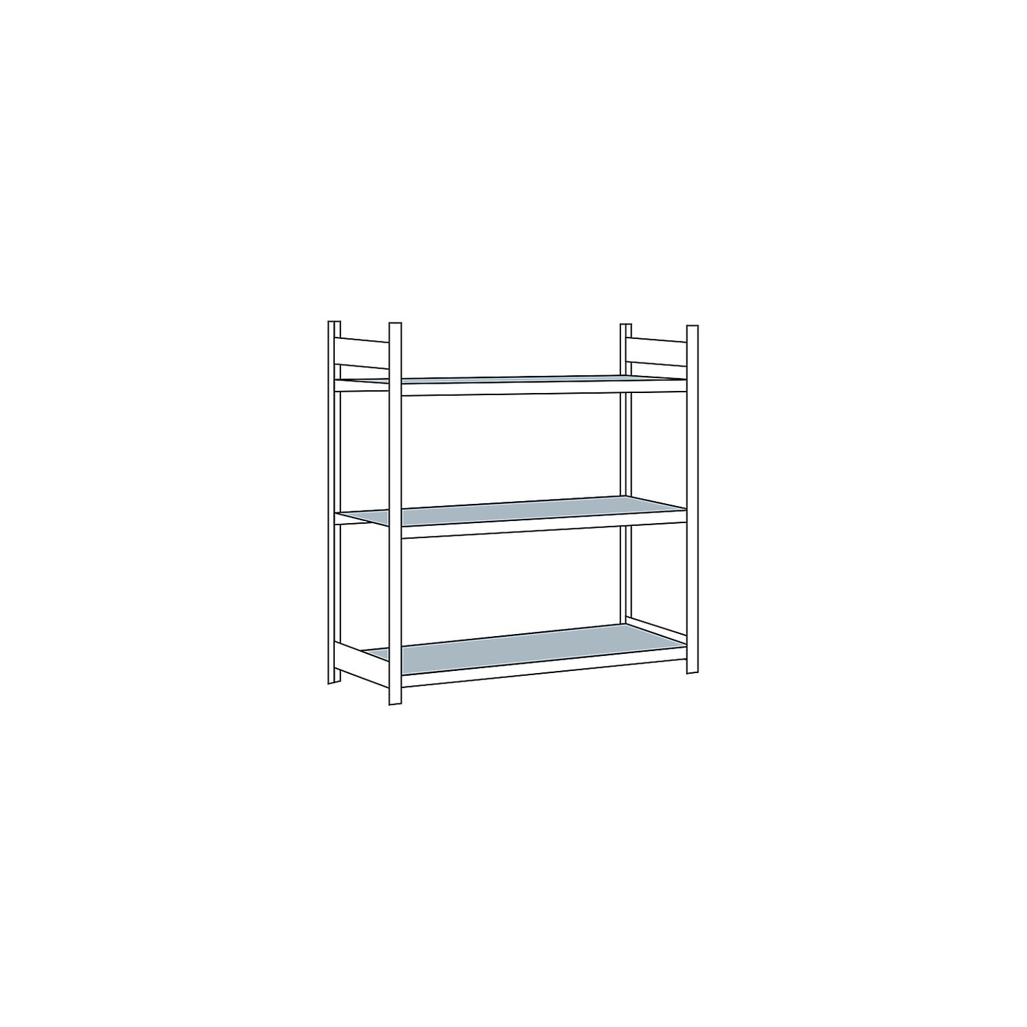 Wide span shelving unit, plug-in, HxWxD 2000 x 1500 x 800 mm, steel shelves, standard shelf unit.