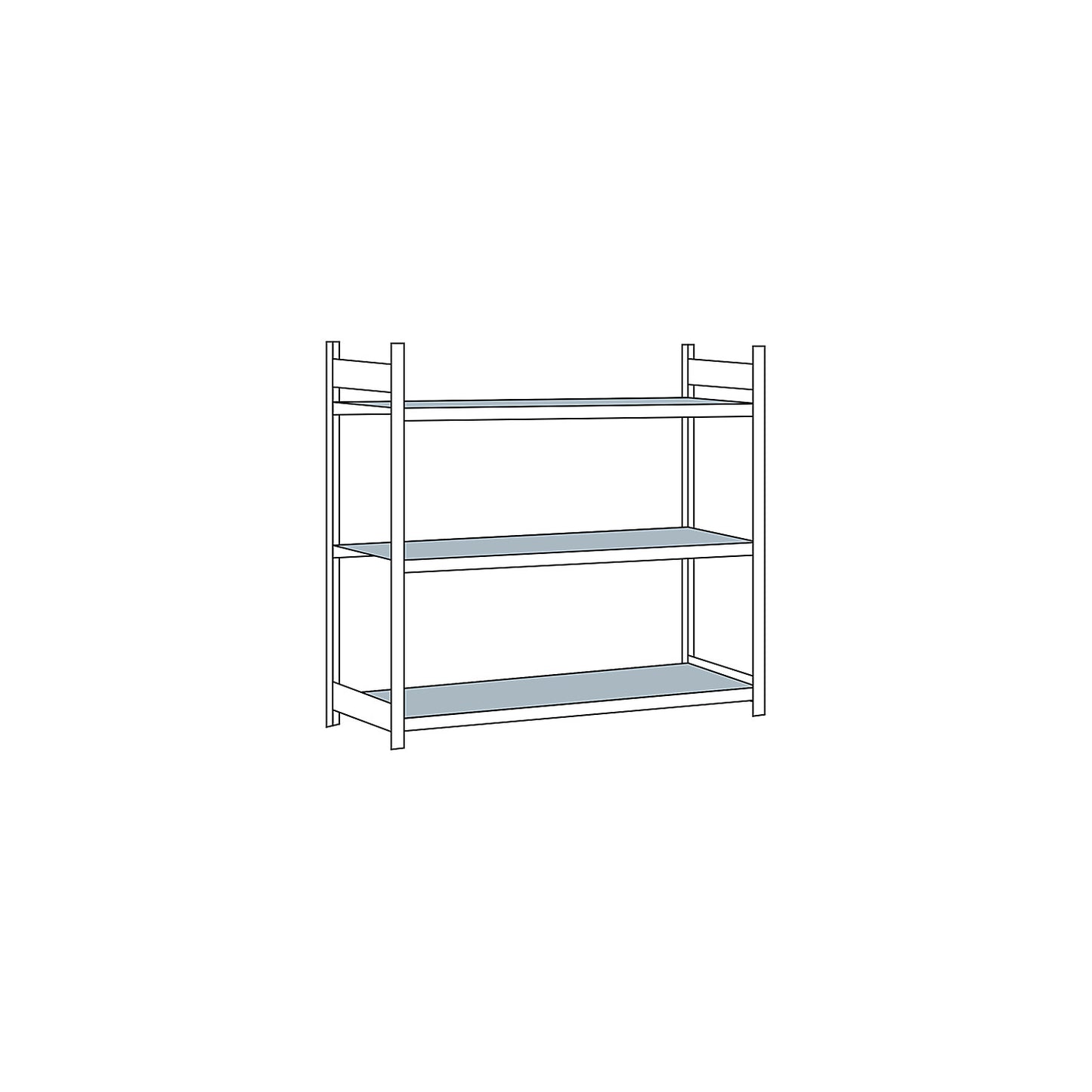 Wide span shelving unit, plug-in, HxWxD 2000 x 2250 x 800 mm, steel shelves, standard shelf unit.