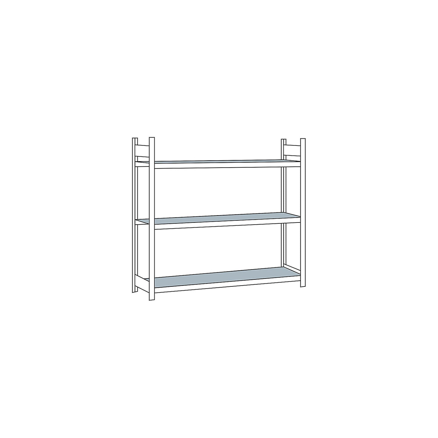 Wide span shelving unit, plug-in, HxWxD 2000 x 2500 x 500 mm, steel shelves, standard shelf unit.