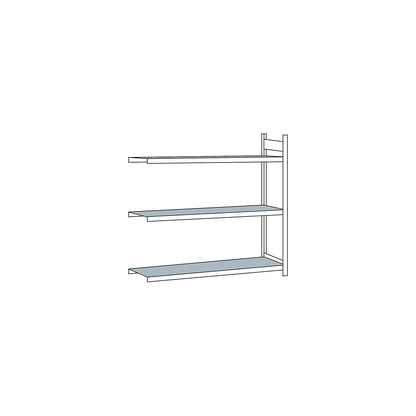 Wide span shelving unit, plug-in, HxWxD 2000 x 2250 x 600 mm, steel shelves, extension shelf unit.