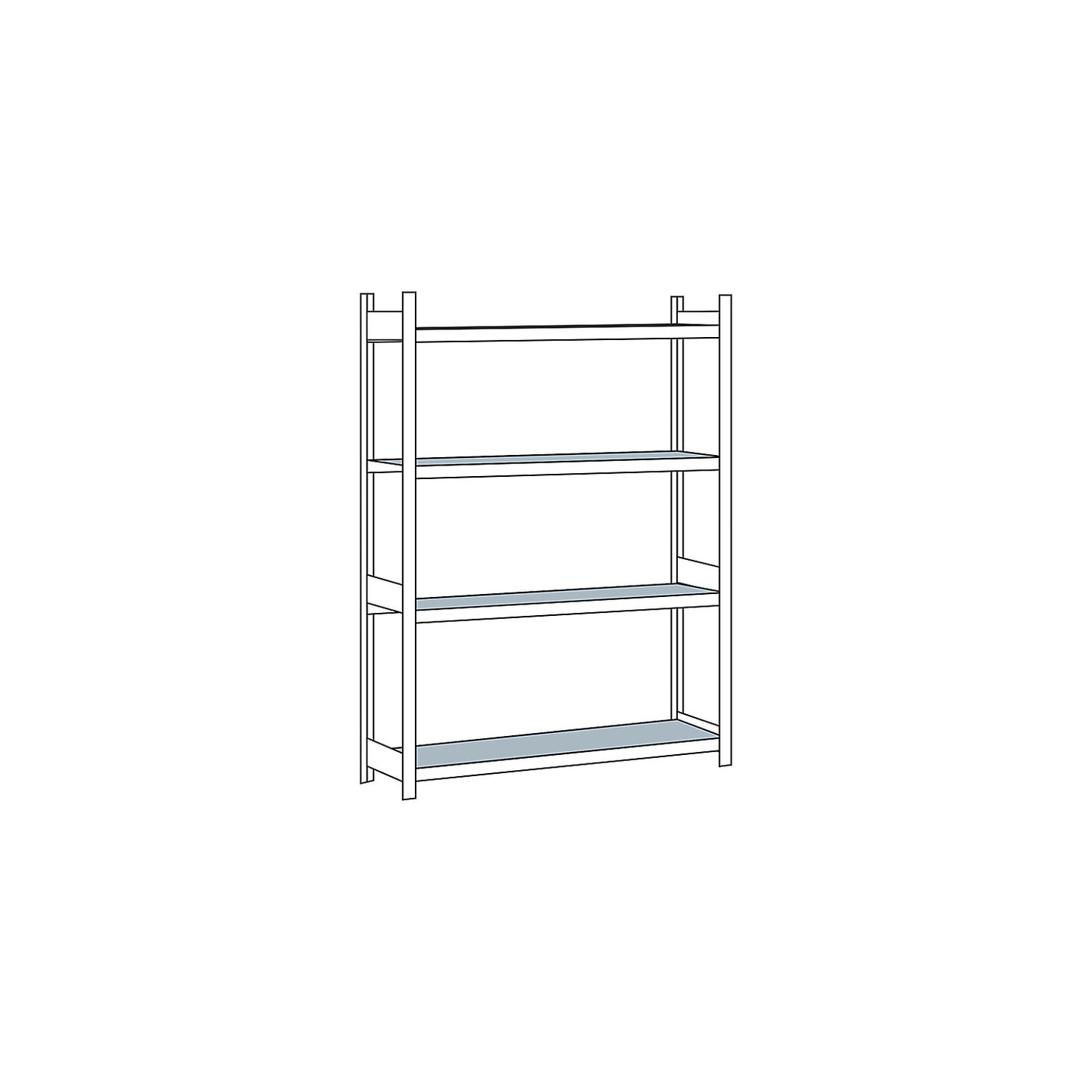 Wide span shelving unit, plug-in, HxWxD 2500 x 1500 x 500 mm, steel shelves, standard shelf unit.