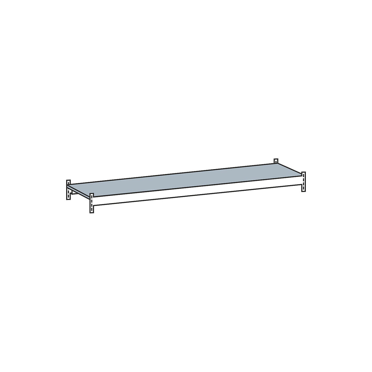 Additional level with steel shelf, width 1500 mm, depth 400 mm.
