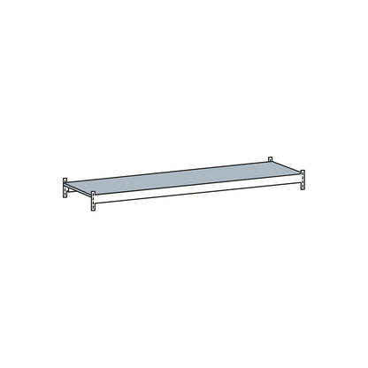 Additional level with steel shelf, width 1500 mm, depth 500 mm.