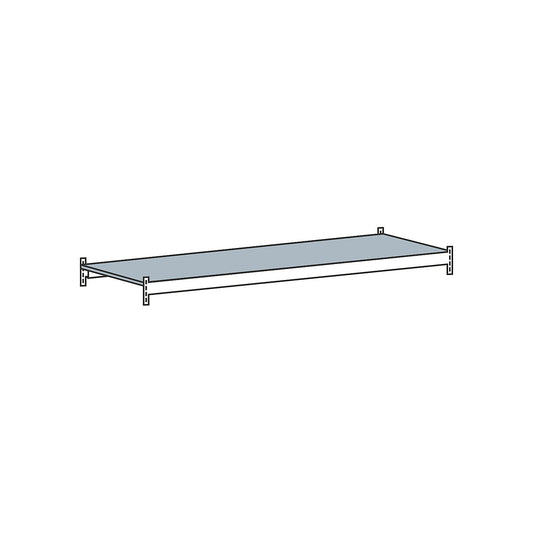 Additional level with steel shelf, width 1500 mm, depth 800 mm.