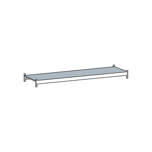 Additional level with steel shelf, width 2250 mm, depth 500 mm.