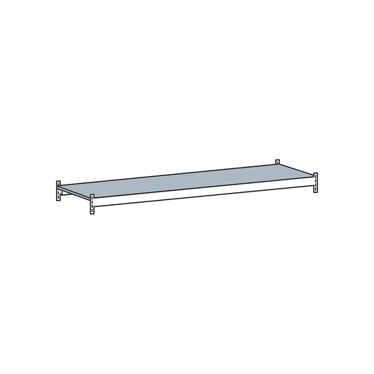 Additional level with steel shelf, width 2250 mm, depth 600 mm.