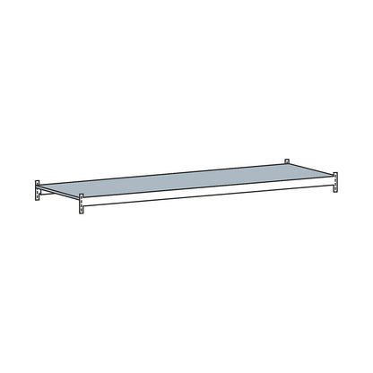 Additional level with steel shelf, width 2500 mm, depth 800 mm.
