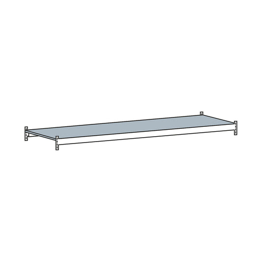 Additional level with steel shelf, width 2500 mm, depth 800 mm.