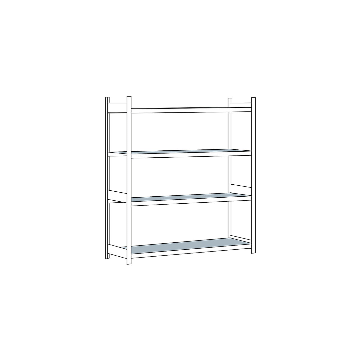 Wide span shelving unit, plug-in, HxWxD 2500 x 2500 x 800 mm, steel shelves, standard shelf unit.