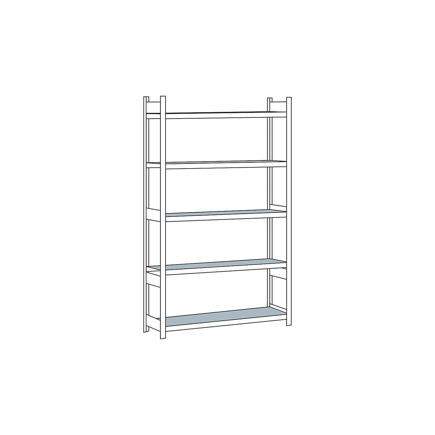 Wide span shelving unit, plug-in, HxWxD 3000 x 1500 x 500 mm, steel shelves, standard shelf unit.
