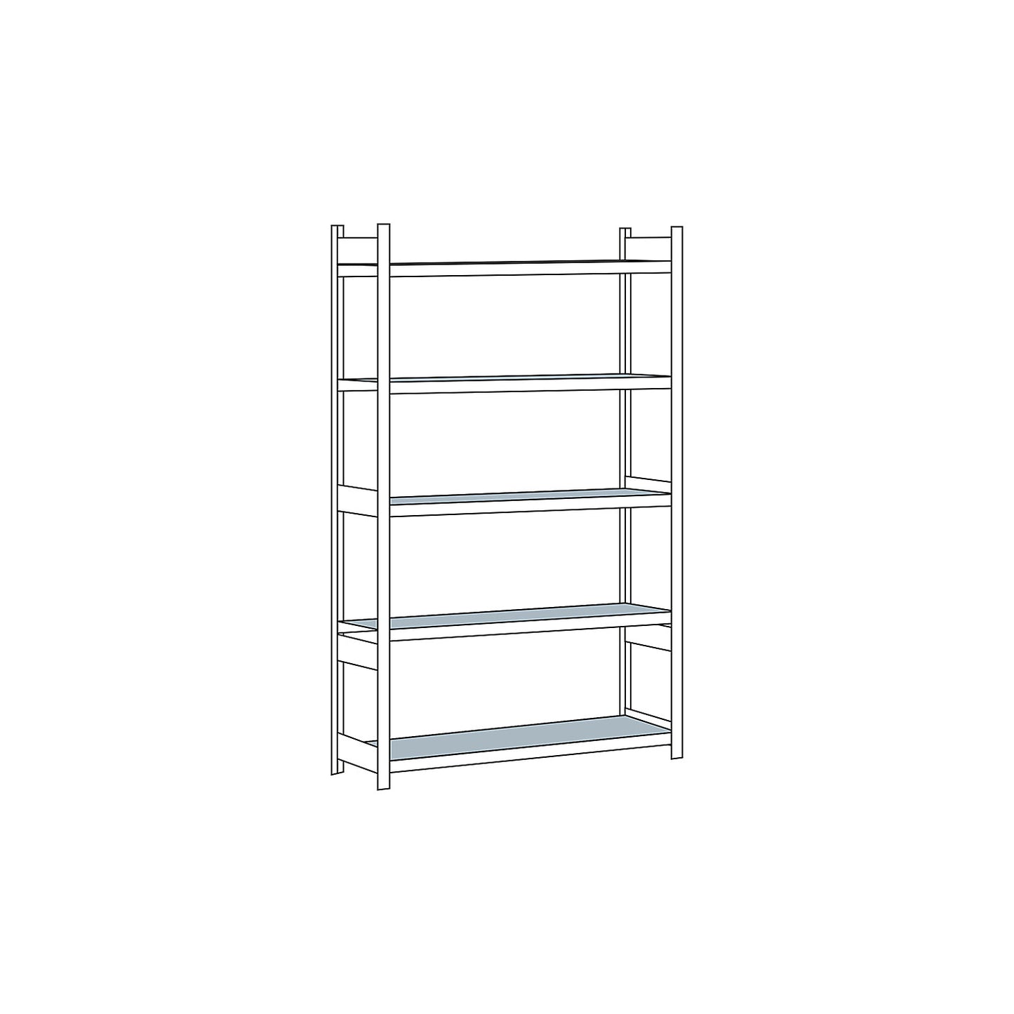 Wide span shelving unit, plug-in, HxWxD 3000 x 1500 x 600 mm, steel shelves, standard shelf unit.