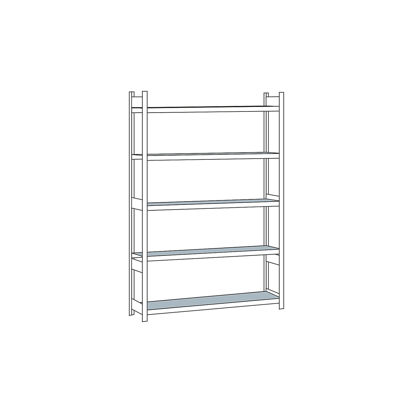 Wide span shelving unit, plug-in, HxWxD 3000 x 2250 x 400 mm, steel shelves, standard shelf unit.