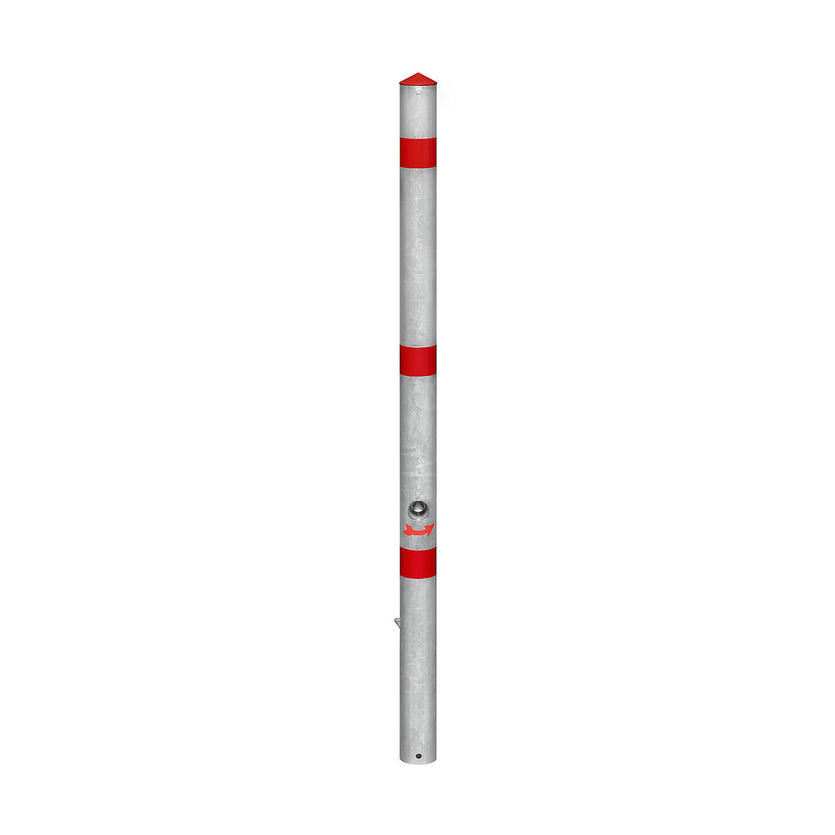 Barrier post made of tubular steel, removable, with base sleeve, round, Ø 60 mm.