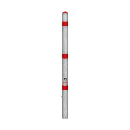 Barrier post made of tubular steel, removable, with base sleeve, round, Ø 60 mm.