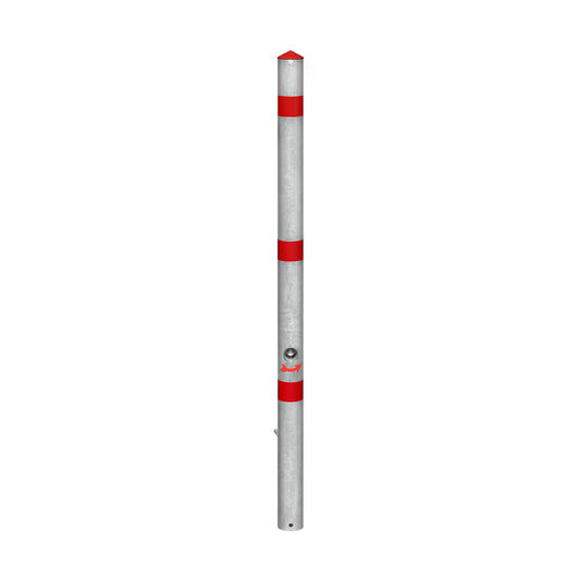 Barrier post made of tubular steel, removable, with base sleeve, round, Ø 60 mm.