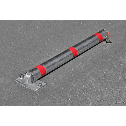 Barrier post, aluminium pipe, lockable, with foot pedal and automatic mechanism, cylinder lock.