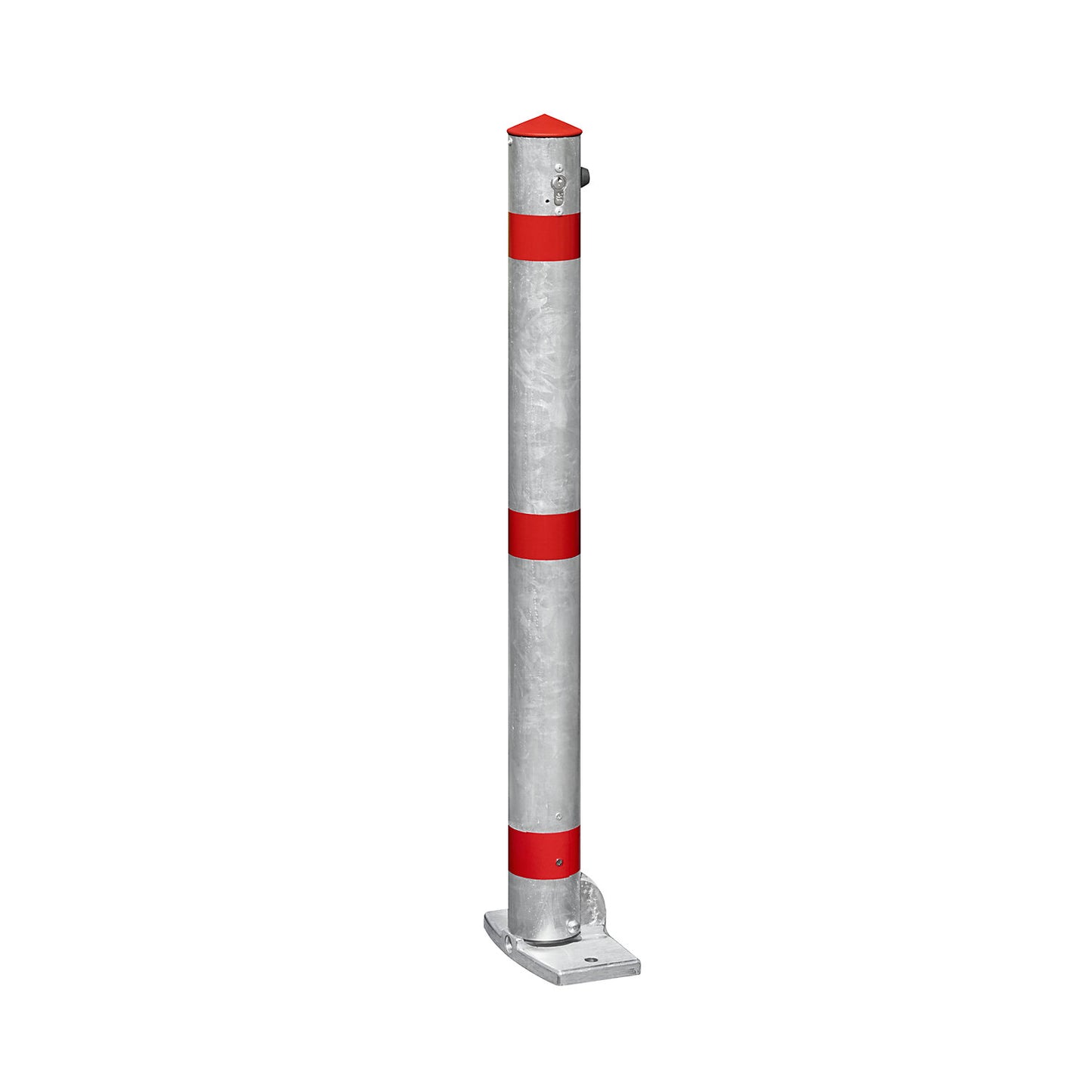 Barrier post, aluminium pipe, lockable, with foot pedal and automatic mechanism, cylinder lock.