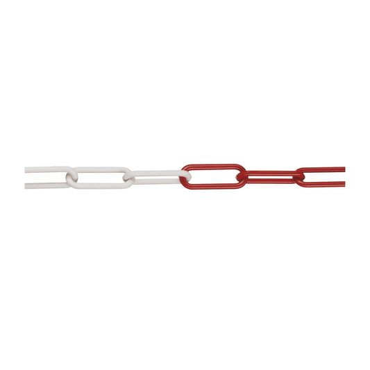 Coloured nylon chain, pack of 50 m, red / white.