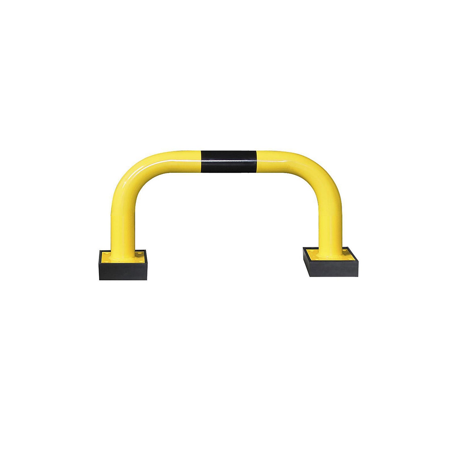 Impact protection guard, steel, Ø 76 mm, with spring element, for outdoor use, HxW 390 x 750 mm.