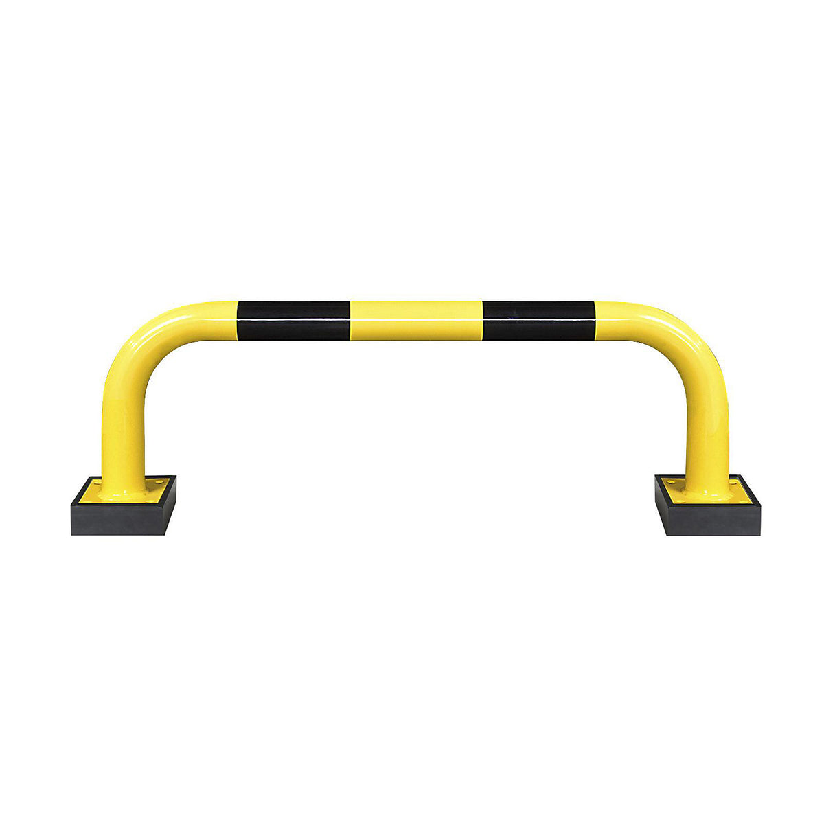 Impact protection guard, steel, Ø 76 mm, with spring element, for outdoor use, HxW 390 x 1000 mm.