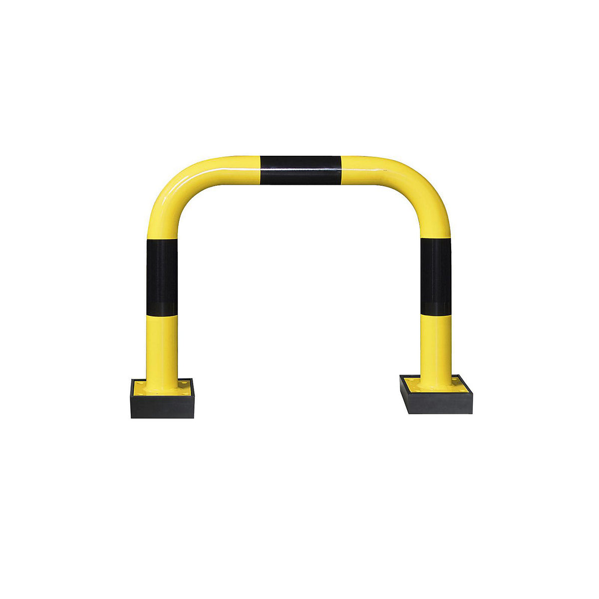 Impact protection guard, steel, Ø 76 mm, with spring element, for outdoor use, HxW 640 x 750 mm.