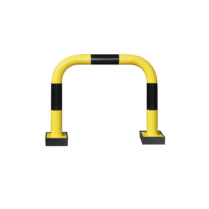 Impact protection guard, steel, Ø 76 mm, with spring element, for outdoor use, HxW 640 x 750 mm.