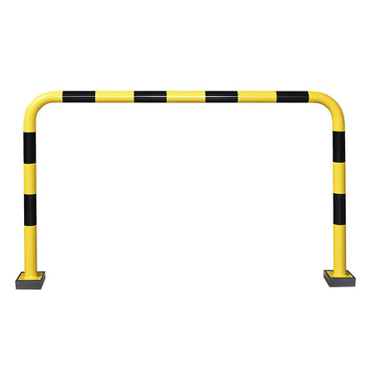 Impact protection guard, steel, Ø 76 mm, with spring element, for outdoor use, HxW 1240 x 2000 mm.