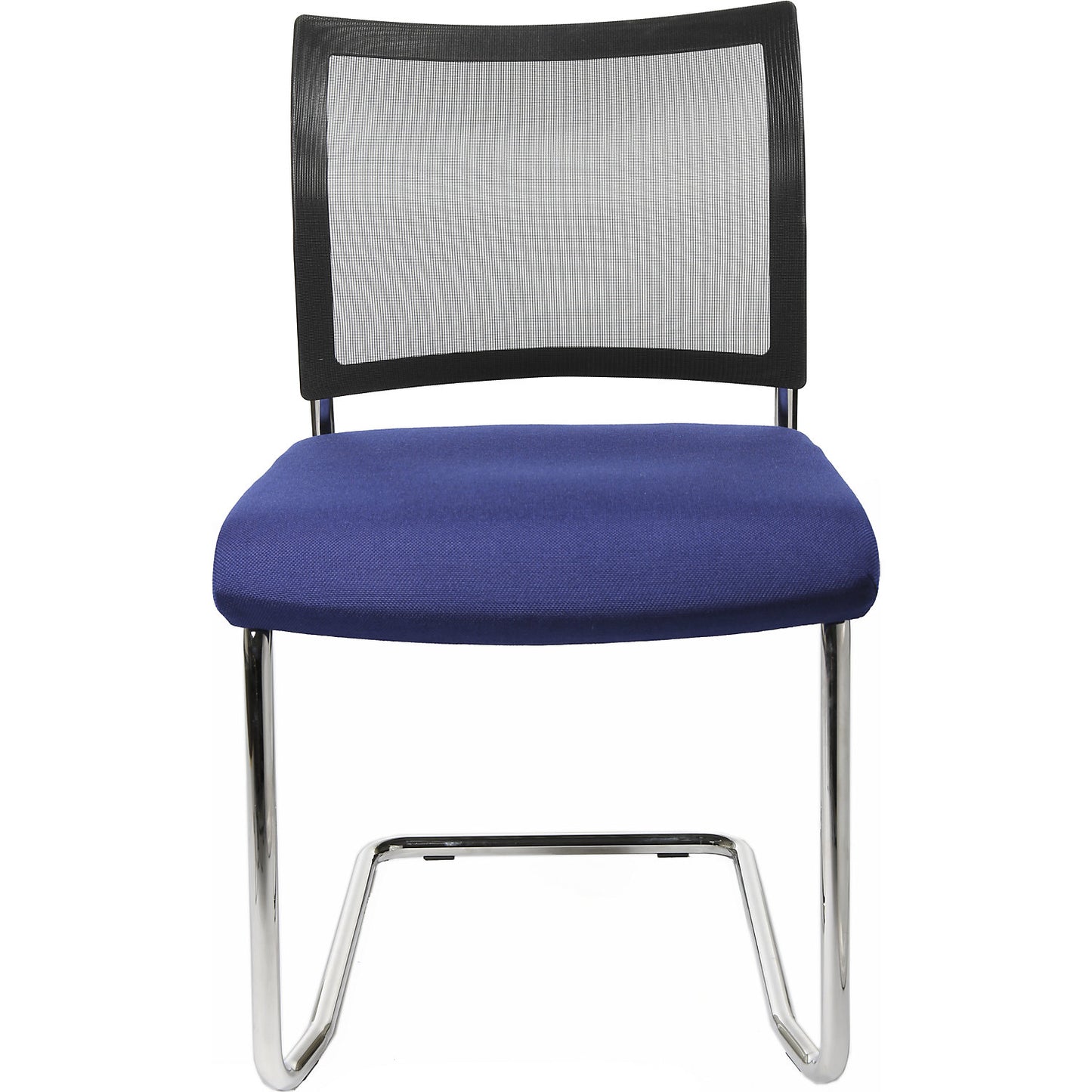 Visitors' chair, stackable, cantilever chair, mesh back rest, pack of 2, blue.