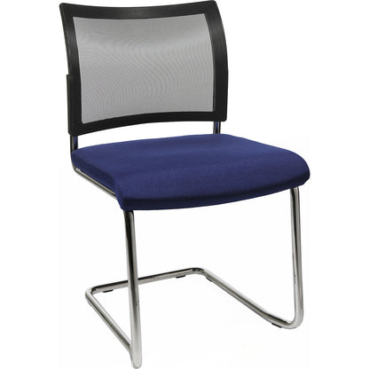 Visitors' chair, stackable, cantilever chair, mesh back rest, pack of 2, blue.