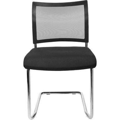 Visitors' chair, stackable, cantilever chair, mesh back rest, pack of 2, black.