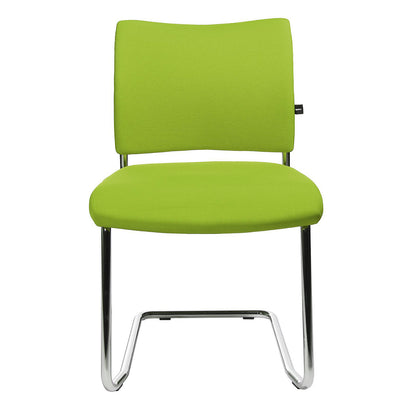 Visitors' chair, stackable, cantilever, upholstered back rest, pack of 2, apple green.