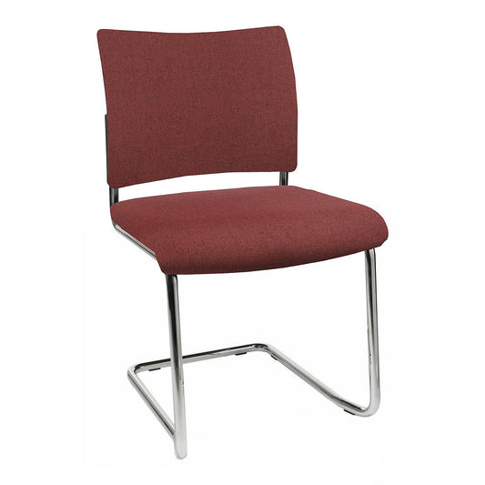 Visitors' chair, stackable, cantilever, upholstered back rest, pack of 2, bordeaux.
