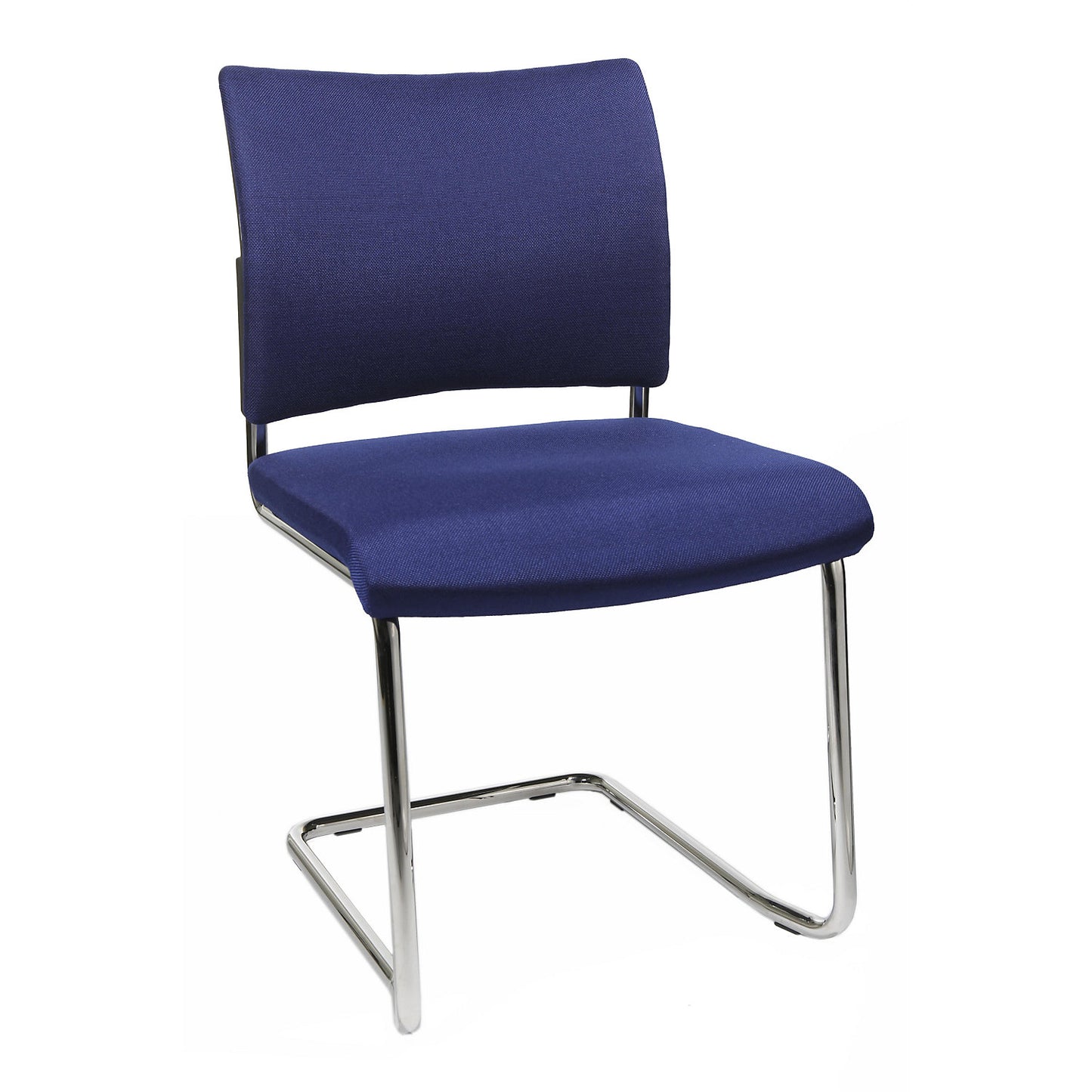 Visitors' chair, stackable, cantilever, upholstered back rest, pack of 2, blue.
