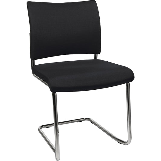 Visitors' chair, stackable, cantilever, upholstered back rest, pack of 2, black.
