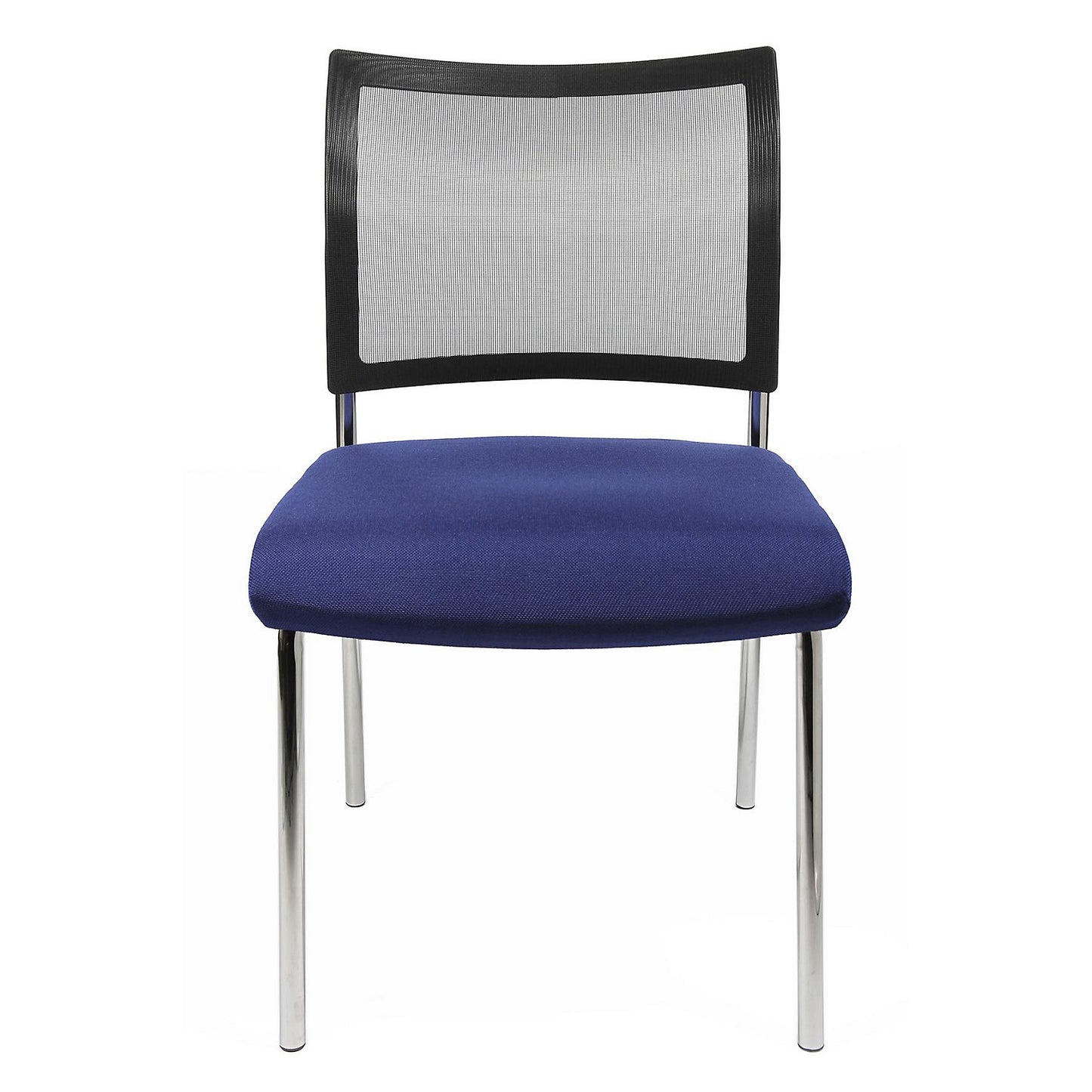 Visitors' chair, stackable, 4 legs, mesh back rest, pack of 2, blue.