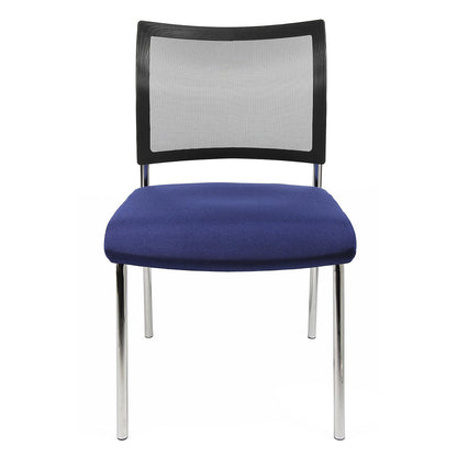Visitors' chair, stackable, 4 legs, mesh back rest, pack of 2, blue.