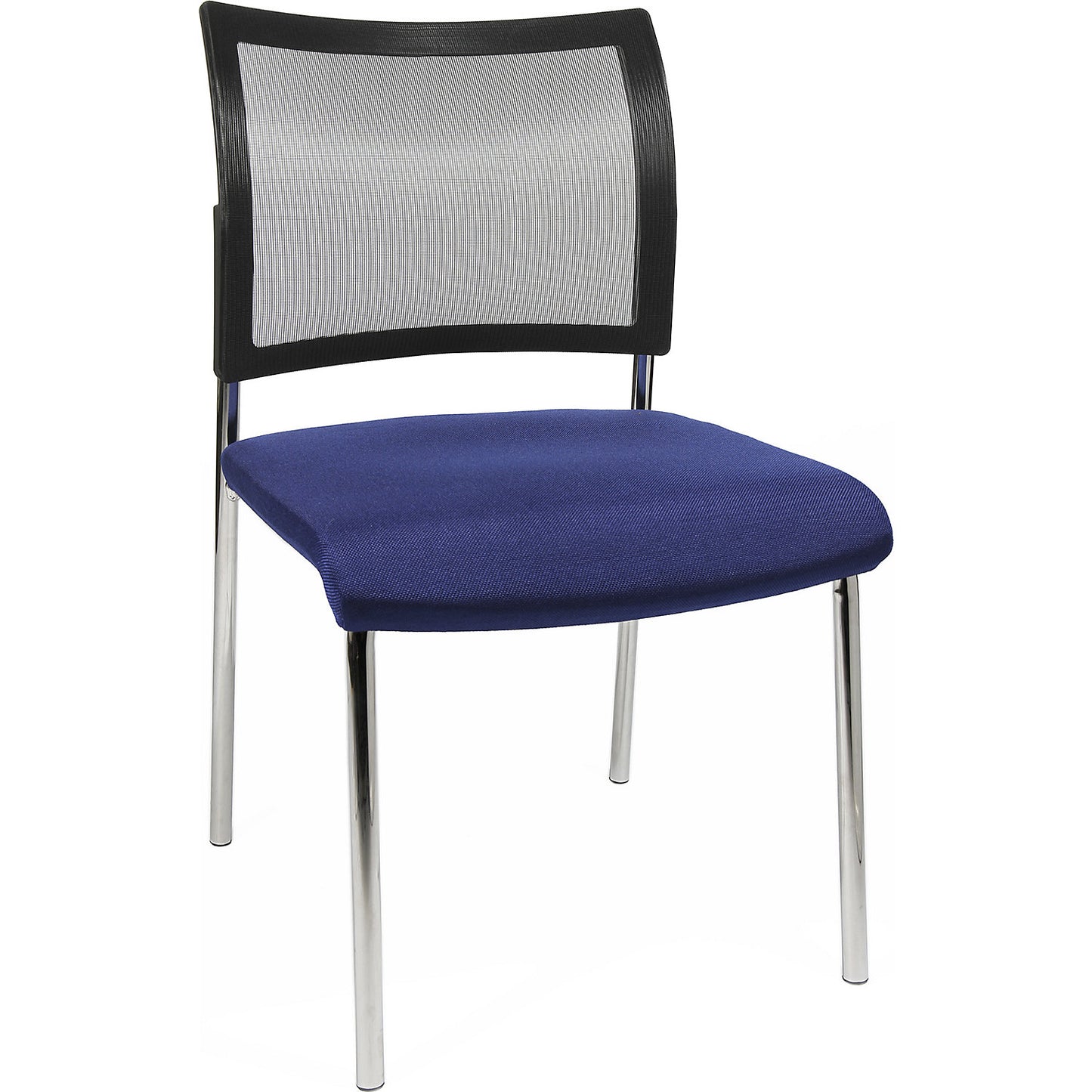 Visitors' chair, stackable, 4 legs, mesh back rest, pack of 2, blue.