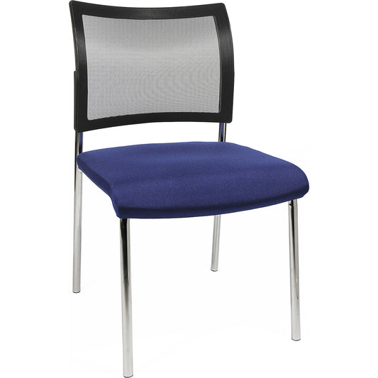 Visitors' chair, stackable, 4 legs, mesh back rest, pack of 2, blue.