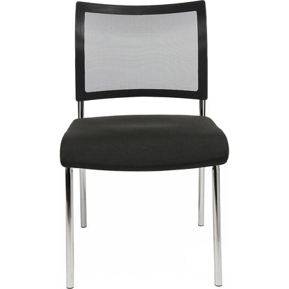 Visitors' chair, stackable, 4 legs, mesh back rest, pack of 2, black.