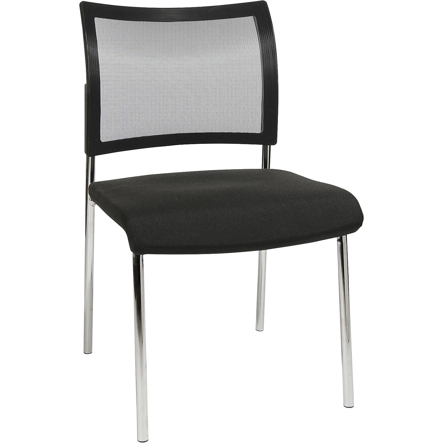 Visitors' chair, stackable, 4 legs, mesh back rest, pack of 2, black.