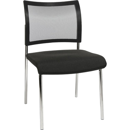 Visitors' chair, stackable, 4 legs, mesh back rest, pack of 2, black.